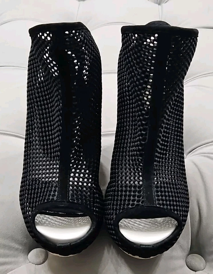 Balenciaga Negro Gamuza Malla Plataforma Tacones Peep Toe Zapatos para Mujer 39 9 Foto 2 de 4
