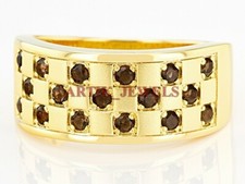 Natural Smoky Quartz Gemstone with Gold Plated 925 Sterling Silver Ring 2935