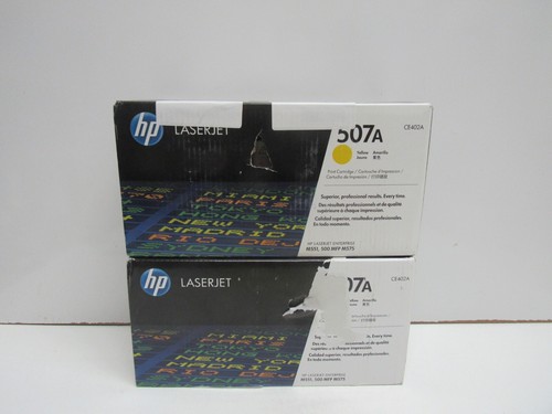 LOT OF 2! GENUINE HP CE402A (507A) YELLOW TONER CARTRIDGE