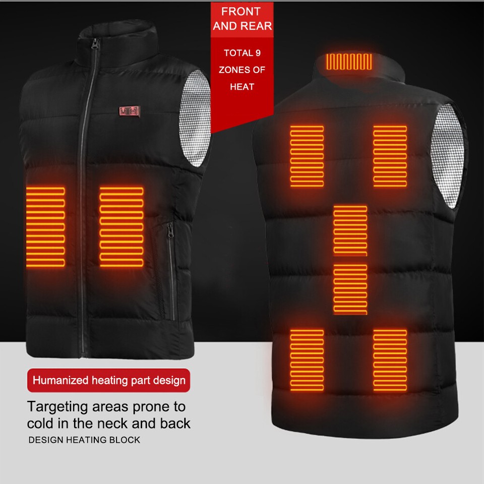 Unisex Electric Heated Jacket Foldable 3 Heating Levels for Trekking