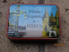 Ancienne boîte publicitaire métal Bergamotes de Nancy,