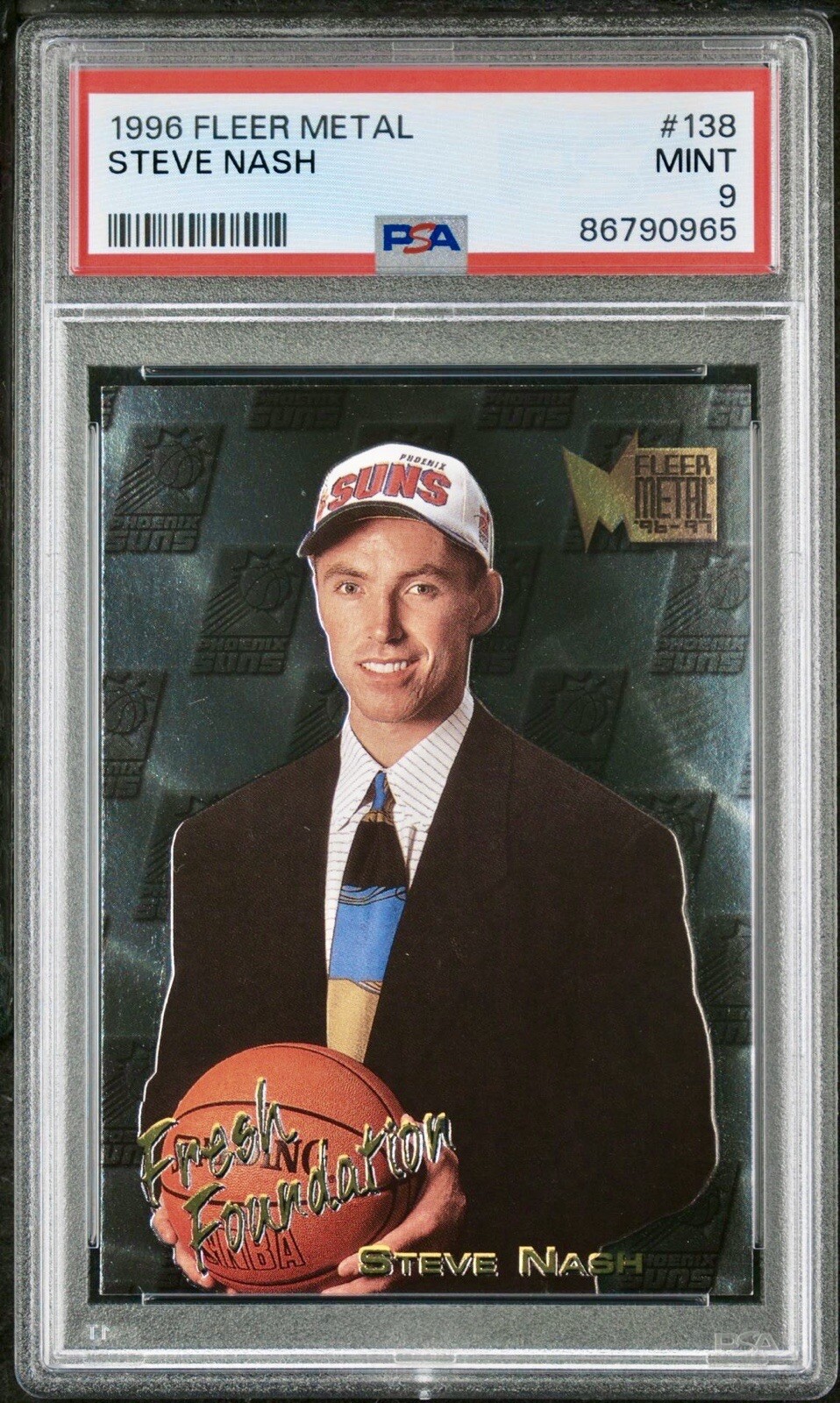 STEVE NASH ~ 1996 Fleer Metal Rookie Card RC #138 ~ Graded PSA 9 MINT FRESH SLAB