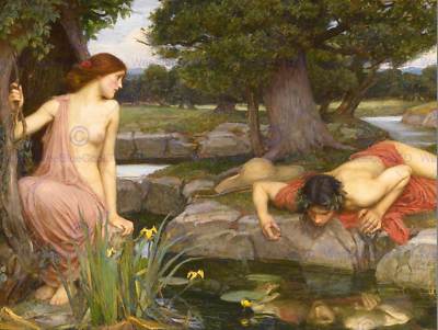 John William Waterhouse Echo Narcissus Old Master Art Painting Print 1675Omb