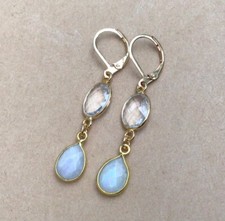 NEW NATURAL MOONSTONE QUARTZ SUNDANCE CHARM EARRINGS HANDMADE ARTISAN JEWELRY