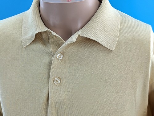 Bachrach Vintage Men’s Silk Blend SS Knit Polo Yellow Size Large VGC - Picture 5 of 11