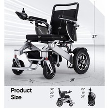 Intelligent Lightweight Foldable Electric Wheelchair All Terrain 25 Miles Ranges