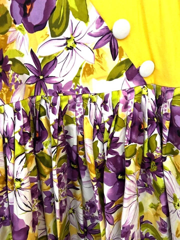 Swing Rockabilly Dress Floral Cotton Retro Style Unique Vintage - Image 3 of 4