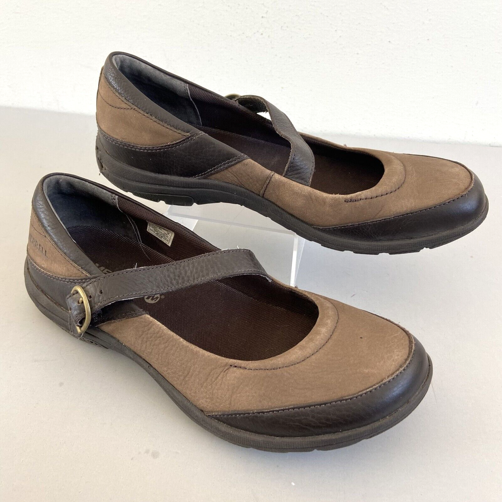 Scarpe basse Merrell Dassie Mary Janes donna taglia 9 marroni slip on pelle casual