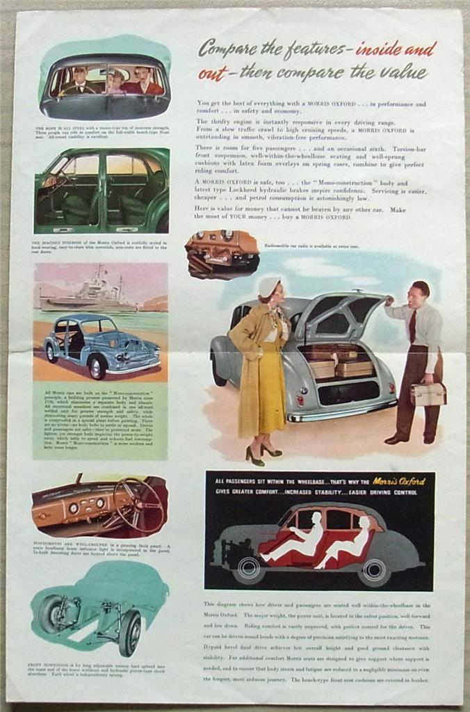 MORRIS OXFORD Car Sales Brochure Aug 1953 H.5373 eBay