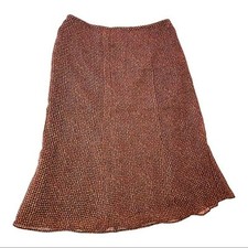 Vintage brown black wool allover speckled pattern midi skirt 14