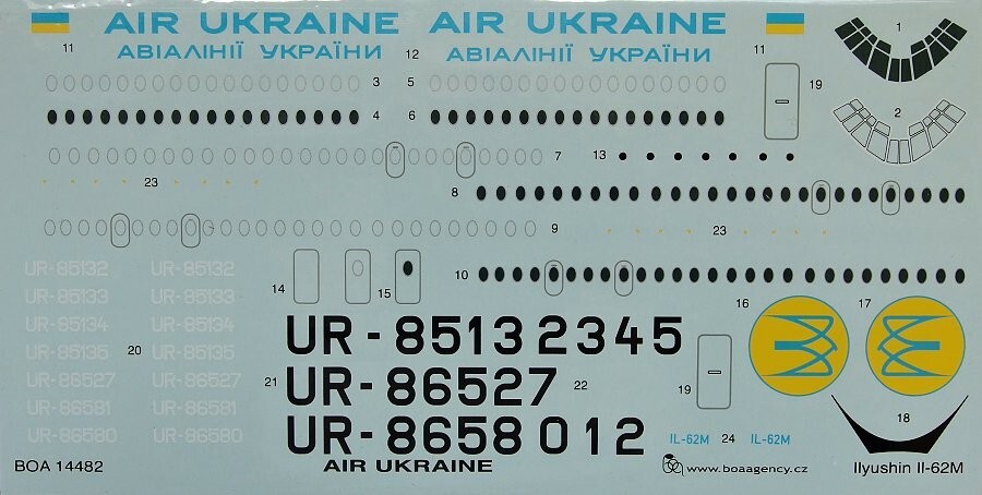 BOA 1/144 Ilyushin IL-62M Soviet Jet Airliner Air Ukraine 1993
