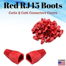 Cat5e Cat5 Cat6 RJ45 Boot End Cap Red Connector Modular Head Plug Cable Lot