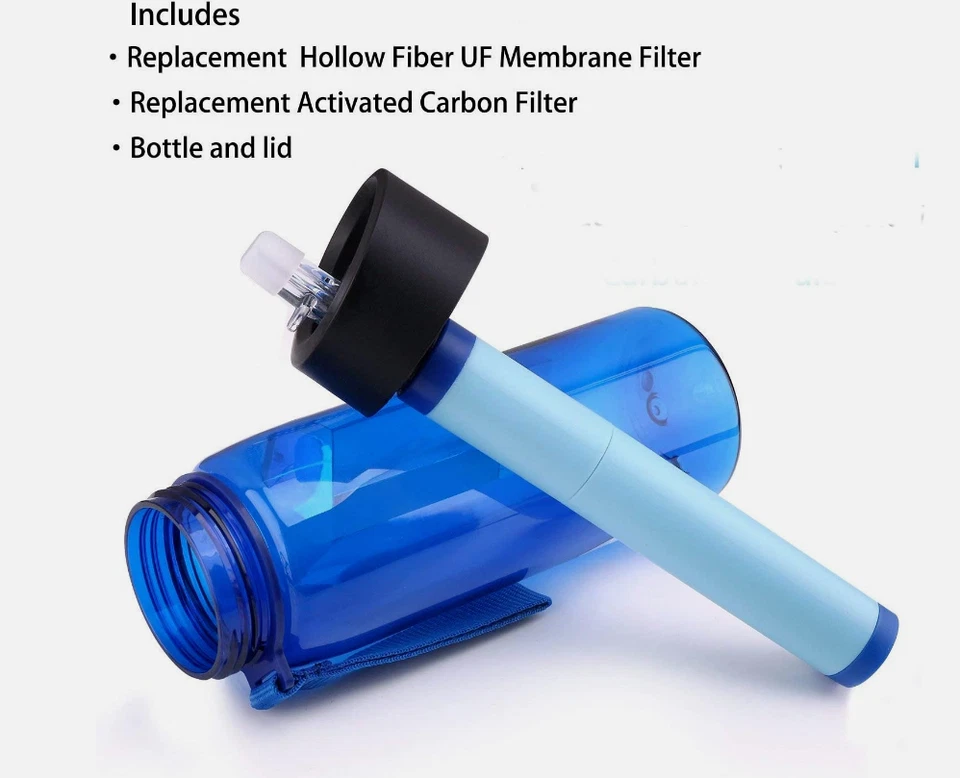 SurviMate Filtered Water Bottle BPA Free w 2-Stage Integrated Filter Straw - Image 3 of 4