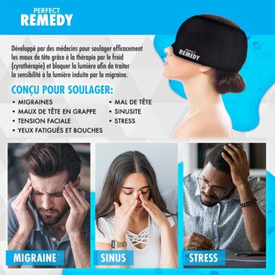Bonnet Anti Migraine Masque Migraine 3-en-1 - Chaud/froid - Amovible - Pour Maux De Tête Et Stress Utilisation Bonnet Anti Migraine