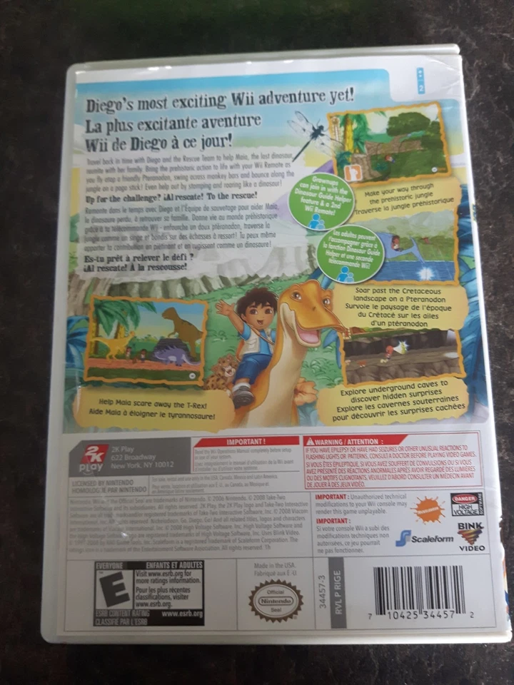 Go Diego Go Great Dinosaur Rescue 2008 Nintendo Wii Game COMPLETE Good Condition - Image 2 of 2
