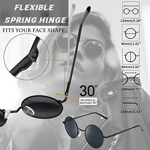 GEELOOK Round Sunglasses For Women & Men - Oversized Circle Mirrored Polarized Lenses, Metal Frame - View #2