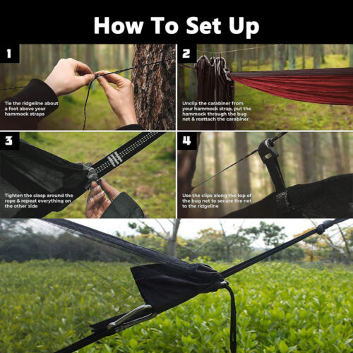 XL Hammock Bug Net Mosquito Netting Mesh Cover Camping Yard Outdoor Swing Tent - Picture 11 of 11