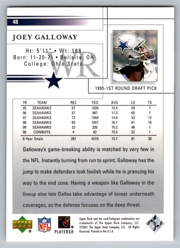 2001 Upper Deck #48 Joey Galloway - Bild 2 von 2