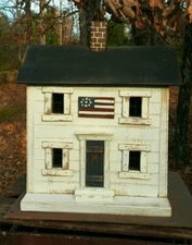 Americana ,  Flag , Lighted House , Americana House , Primitive Birdhouse, OOAK