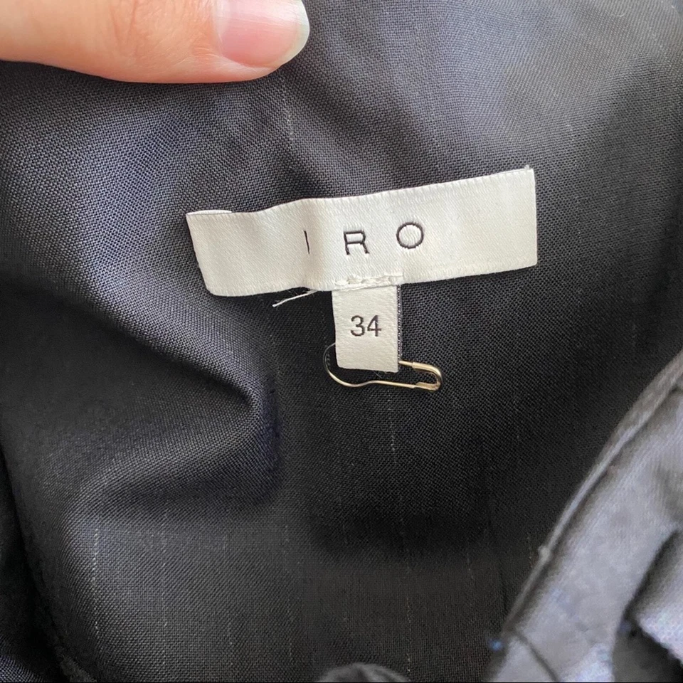 Pantalones cónicos a rayas con cinturón plisados de lana IRO Wana 34 XS Foto 4 de 4