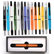 MAJOHN A2 Press Fountain Pen Retractable EF Nib Resin Writing Office Ink PenYuwZ