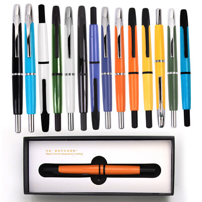 MAJOHN A2 Press Fountain Pen Retractable EF Nib Resin Writing Office Ink PenYuwZ