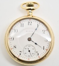 1910 Elgin 17 Jewel Open Face Gold Filled Pocket Watch WATCH320