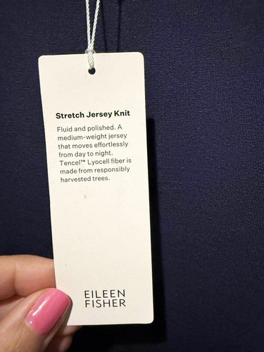 NWT Eileen Fisher Women's Ocean Blue Mock Neck Split Side Long Tunic Top Large - Picture 7 of 8