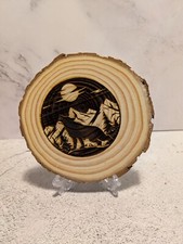 Laser Engraved Wood Slices Approximately 3.8 to 4.7 Inches New Handmade