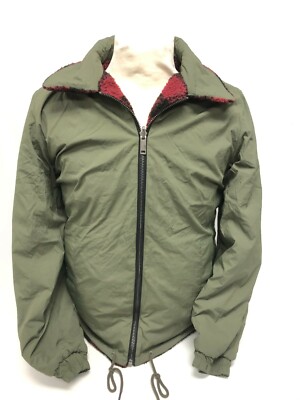 UGG Men's Mace Reversible Sherpa Jacket Red Plaid / Olive 1103630