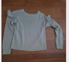 Girls XXL GAP Sweater 14-16 ruffled sleeves/shoulder w sparkles in sweater