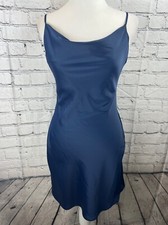 Urban Outfitters Mini Dress Women's Size S Blue Solid Polyester Sleeveless Zip