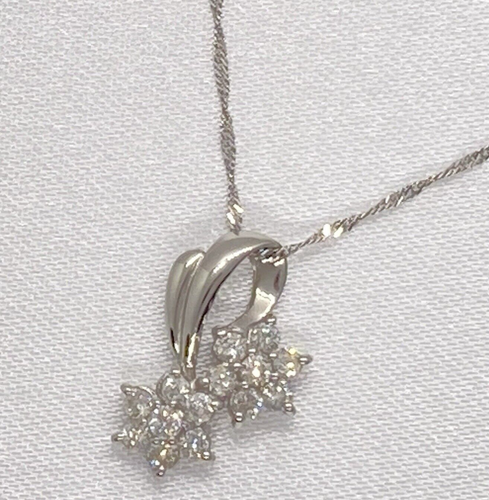 Necklace Pendant Diamond 0.2ct Flower Platinum Pt900 Pt850 1.4g