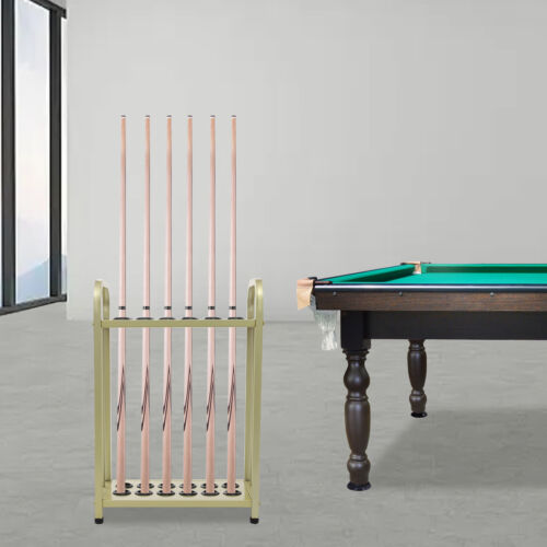 Floor Stand Billiard Cue Holder 12 Hold Pool Cue Stick Rack Holder Table Gold