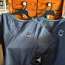 Scrubstar Medical V-Neck Scrub Top Solid Gray Polyester 3XL lot of 2