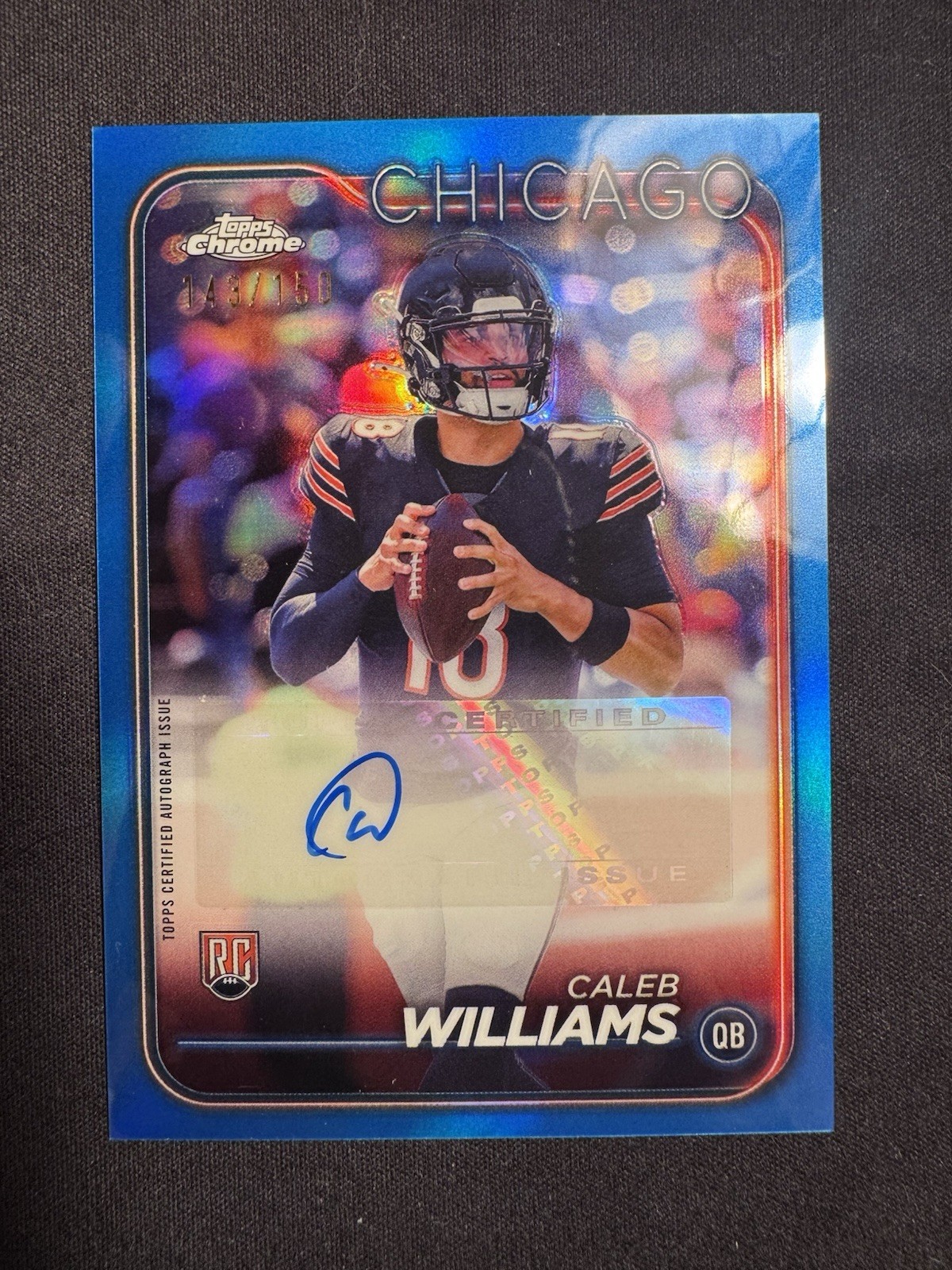 CALEB WILLIAMS 2024 TOPPS CHROME ROOKIE VARIATION BLUE RC AUTO /150 Q1496