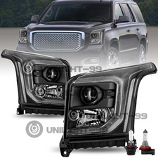 For 2015-2020 Gmc Yukon Halogen W Led Drl Projector Black Clear Headlights Lr