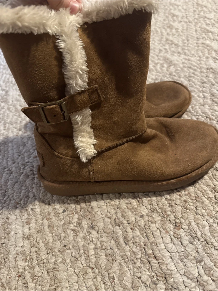 Route 66 Bota de Gamuza Tostada Pull On Media Pantorrilla Invierno Nieve Mujer Talla 7 Usada Foto 3 de 4