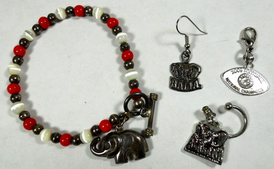 lot 4 NCAA Alabama Crimson Tide Bama elephant jewelry bracelet earring charm