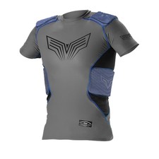 Alleson Adult Vortex Integrated Football Top - Large, Gray/Blue, L