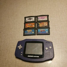 Nintendo GameBoy Advance Handheld Game Console Indigo AGB-001. 6 Game Bundle