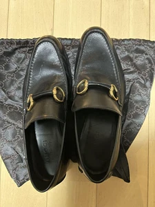 Mocassins homme 6,5 US Gucci cuir noir double anneau quincaillerie