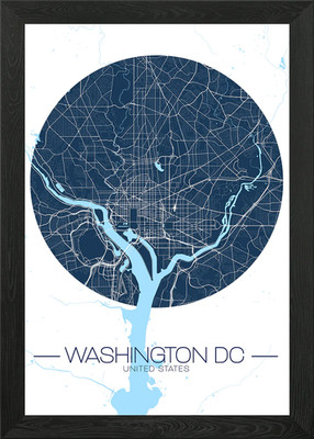 Washington DC Karte Druck gerahmt Wandbild Poster Leinwanddruck Bild