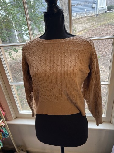 2pc Tan Sweater Set Size Medium Crop Sweater And High Waist Leggings - Picture 5 of 8