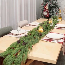 2 Pcs 6 Feet Christmas Garland - Real Touch Norfolk Pine Garland - Green Realist