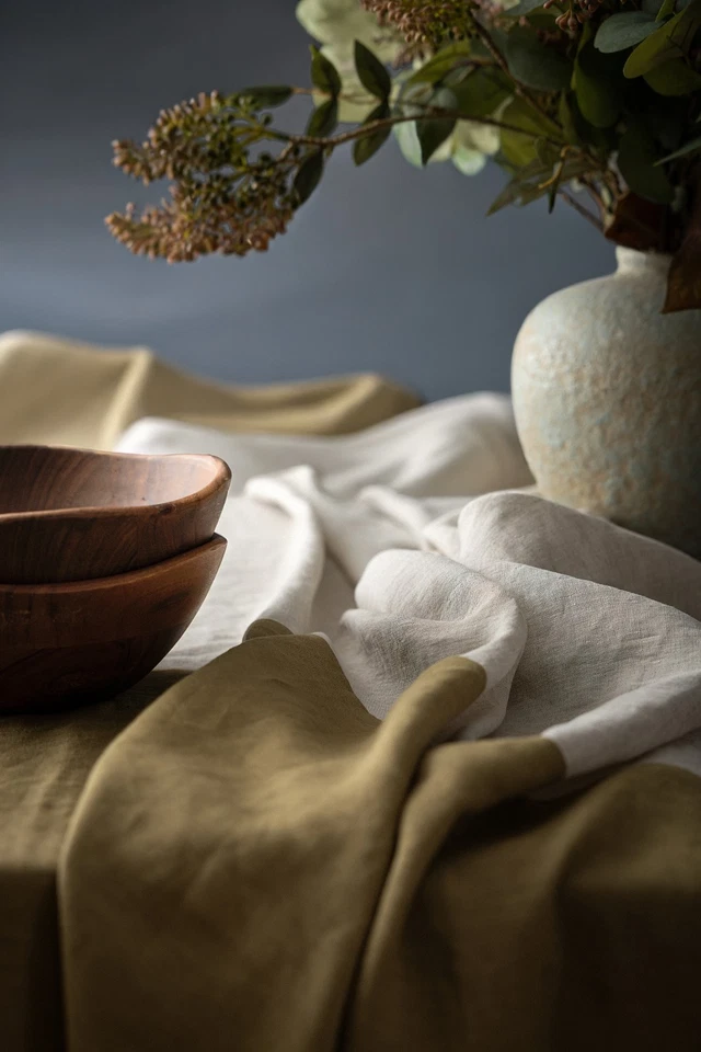 60x108 inch Rectangular Linen Tablecloth Natural Flax Table Cover - Image 3 of 4