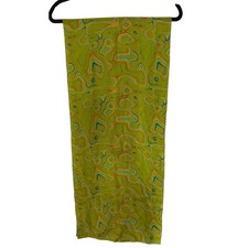 Satya Paul Pour Femme Pure Silk Scarf Green Abstract Psychedelic Swirl Print