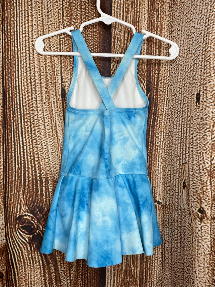 Traje de baño sin mangas falda azul de una pieza Lands' End para niñas pequeñas talla 3T tie dye Foto 3 de 4