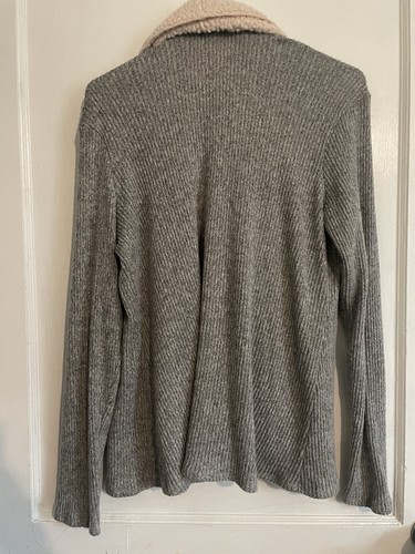 Cárdigan abierto acanalado cuello sherpa manga larga Maurice’s para mujer talla XL - Imagen 4 de 5