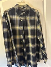 VIntage Nautica Plaid Long Sleeve Button Shirt Men's Size Large Sailboat Crest